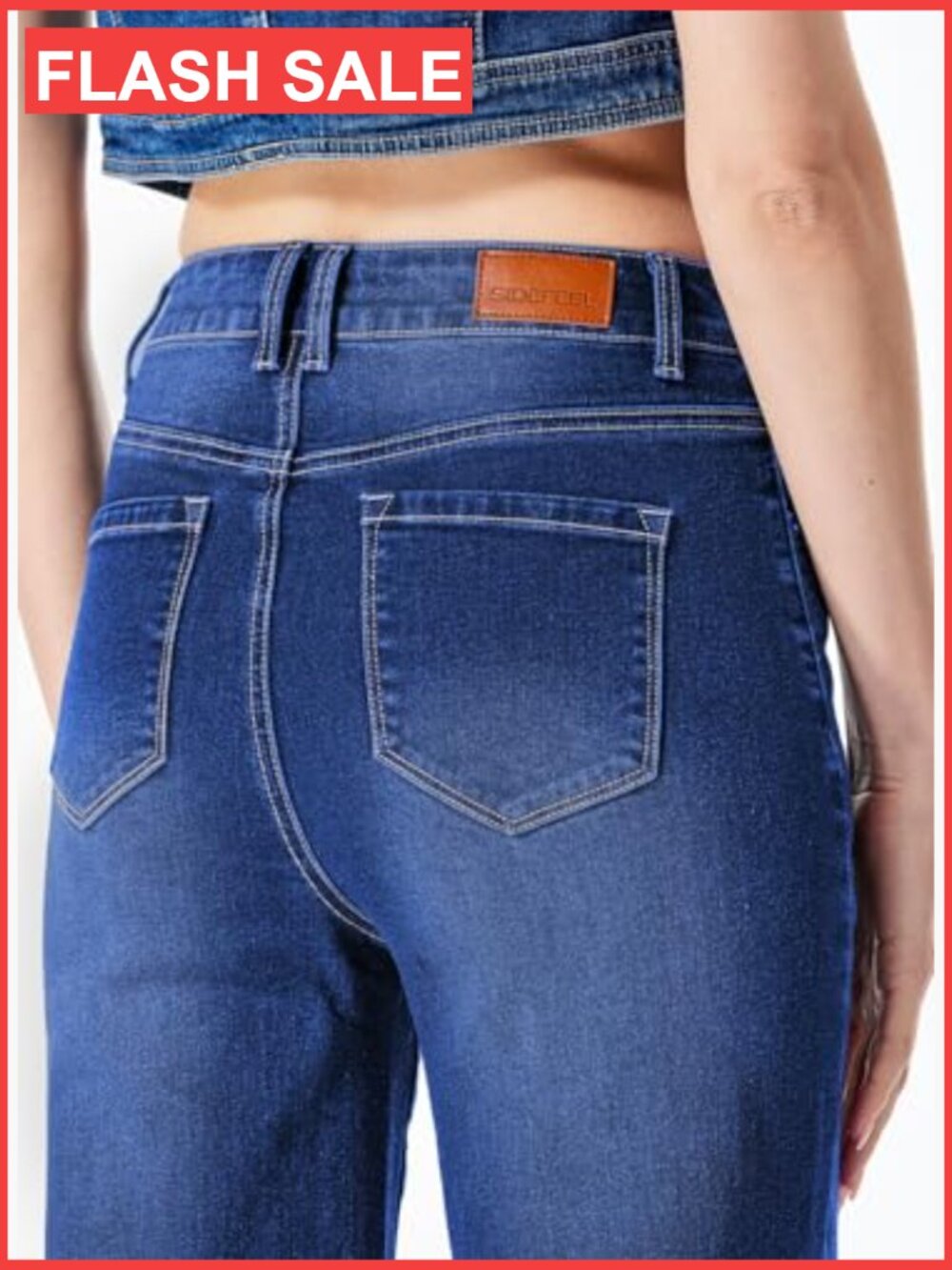 High Waisted Wide Leg Jeans Straight Leg Denim Pants with Pockets - Picture 6 of 7